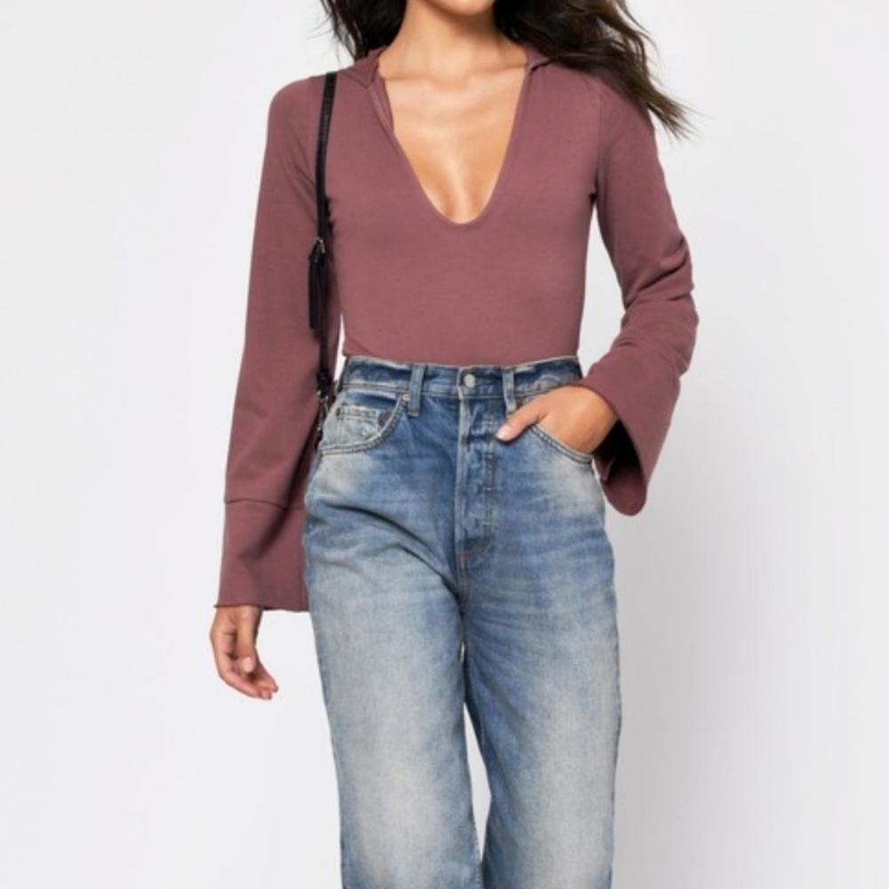 Tobi Marsala Ashlyn Hooded sweatshirt Bodysuit SMALL BNWT - Picture 3 of 10